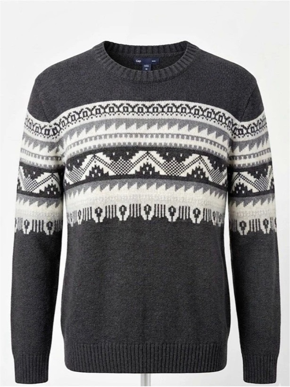 Gap Fair Isle Crewneck Sweater Men's Black & White